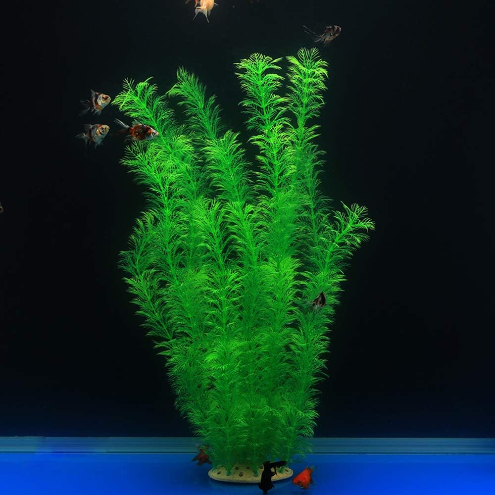 ALEGI Large Aquarium Plants Artificial Plastic Fish Tank Plants Decoration Ornaments Safe for All Fish 21 Inches Tall (21inchGreen)