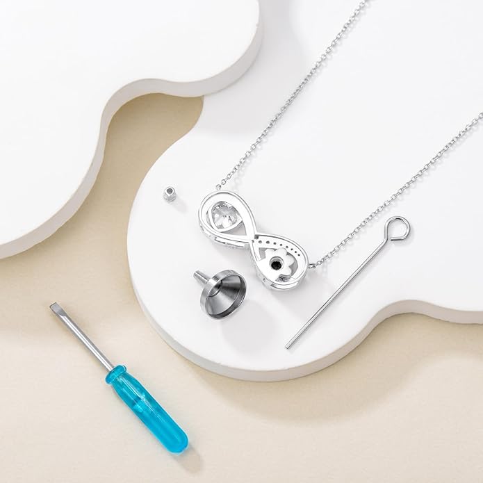 Butterfly Daisy Urn Pet Urn Necklace for Ashes 925 Sterling Silver Cylinder Container Infinity Dog Cat Paw Print Cremation Keepsake Memorial Necklace Pendant Jewelry Gifts for Women