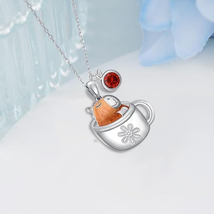 Black Cat/Pug/Boston Terrier/Capybara/Yorkie/Beagle/Maltese/Corgi Necklace 925 Sterling Silver Cute Animal Jewelry for Women