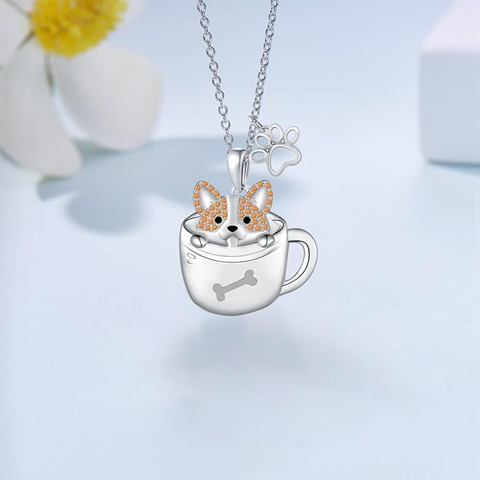 Black Cat/Pug/Boston Terrier/Capybara/Yorkie/Beagle/Maltese/Corgi Necklace 925 Sterling Silver Cute Animal Jewelry for Women