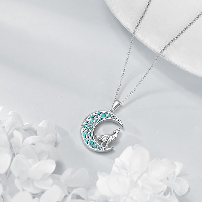 YAFEINI Animal Necklace Sterling Silver Moonstone/Turquoise/Abalone Shellfish Pendant Animal Necklace Cute Animal Jewelry Birthday Gifts Woman