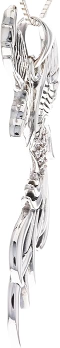 Sterling Silver CZ Eagle Phoenix Pendant Necklace 18"