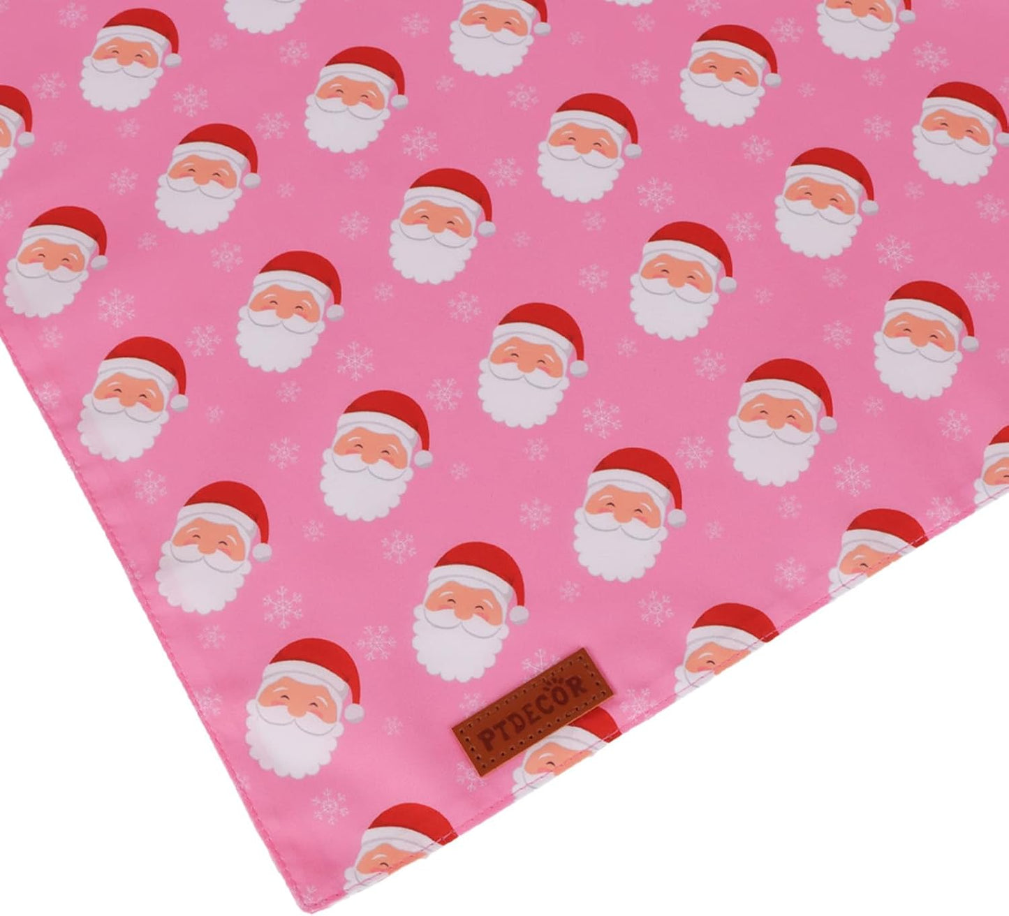 PTDECOR Christmas Dog Bandana, Santa Snowman Design Reversible Holiday Pet Scarf, Pink Triangle Fit Female Christmas Bandanas for Extra Large Dogs (X-Large)