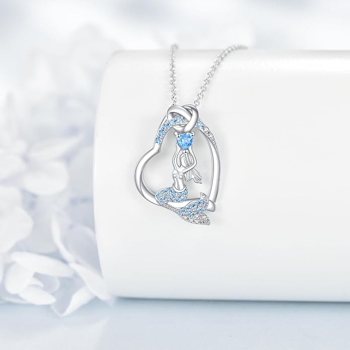 YAFEINI Animal Necklace Sterling Silver Moonstone/Turquoise/Abalone Shellfish Pendant Animal Necklace Cute Animal Jewelry Birthday Gifts Woman