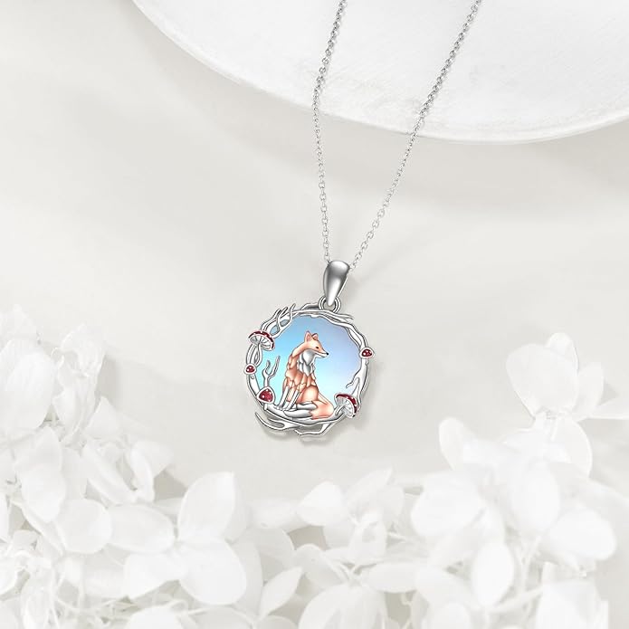YAFEINI Animal Necklace Sterling Silver Moonstone/Turquoise/Abalone Shellfish Pendant Animal Necklace Cute Animal Jewelry Birthday Gifts Woman
