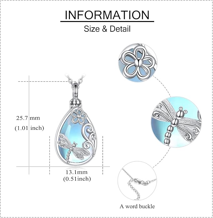 Butterfly/Dragonfly Urn Necklace for Ashes 925 Sterling Silver Celtic Knot Butterfly/Dragonfly Pendant Cremation Keepsake Necklace for Women Jewelry