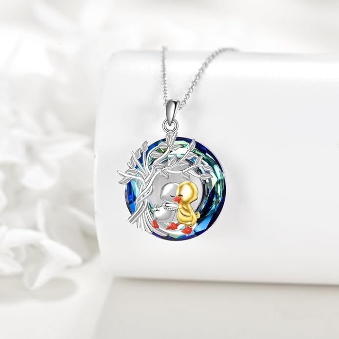 YAFEINI Animal Necklace Sterling Silver Moonstone/Turquoise/Abalone Shellfish Pendant Animal Necklace Cute Animal Jewelry Birthday Gifts Woman