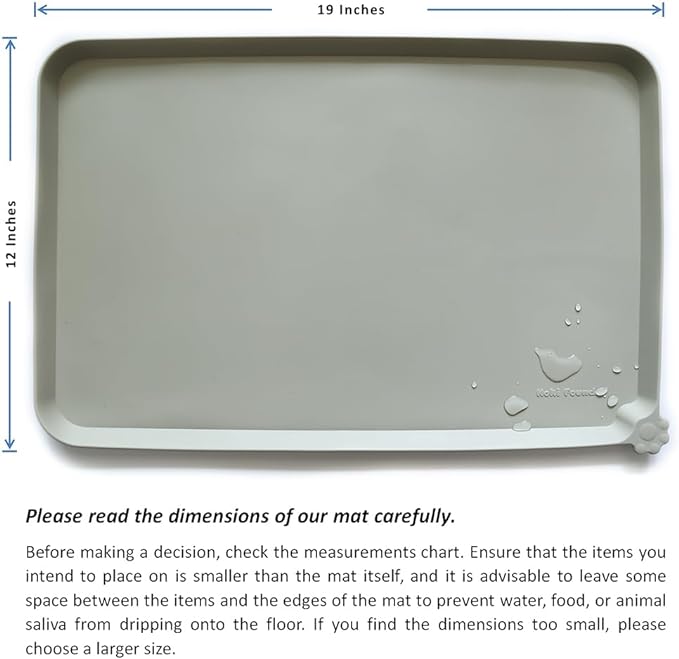 Hoki Found Silicone Pet Food Tray - Non Slip Pet Dog Cat Bowl Placemat - Feeding Mat - Waterproof Dog Cat Food Mats - For Carpet - Cream Green