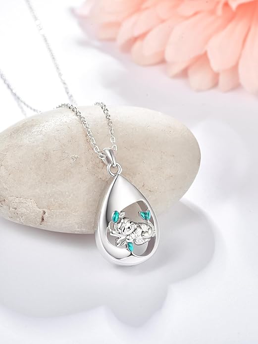 TANGPOET Teardrop Ashes Necklace 925 Sterling Silver Urn Necklace, Cremation Jewellery for Ashes Pendant, Gifts for Women Ladies, with Funnel Filler Kit