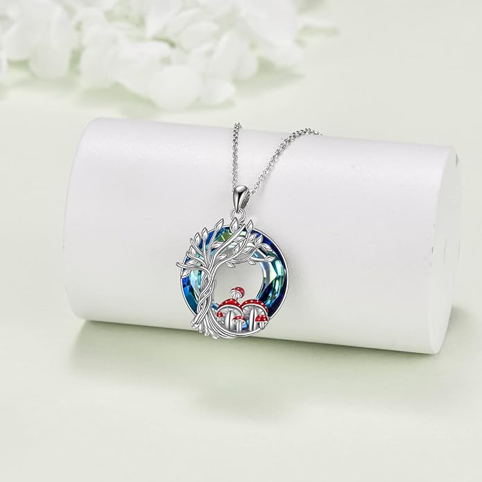 TOUPOP Tree of Life Animal Necklace 925 Sterling Silver Crystal/Abalone Shell Animal Pendant Jewelry Birthday Mothers Day Gifts for Women Mom Wife Her