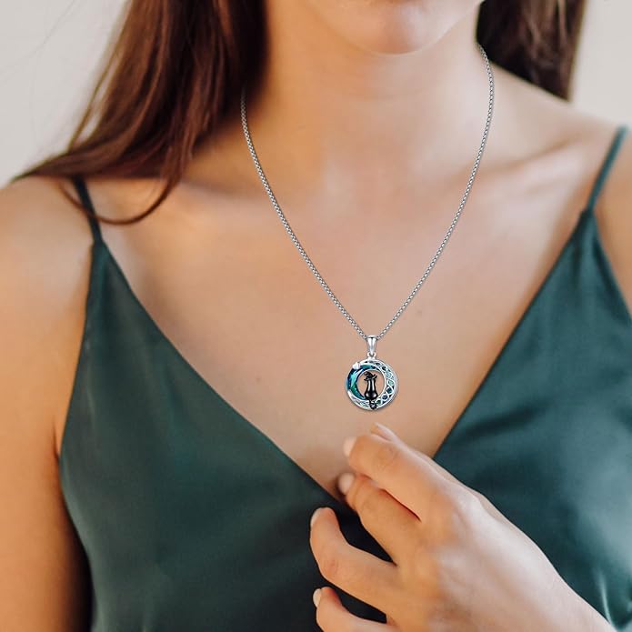 Black Cat/Dolphin/Bat Necklace Animal Pendant 925 Sterling Silver Cute Animal Jewelry Graduation Gifts for Women Men Animal Lovers Christmas Holiday Birthday Fathers Day