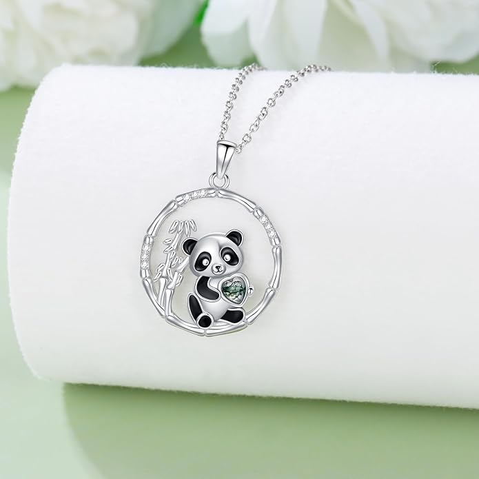 Black Cat/Fox/Owl/Panda/Butterfly/Cat/Dog Paw Print/Mushroom for Women Sterling Silver Animal Pendant Necklace Jewelry Christmas Birthday Gifts for Couples Sisters