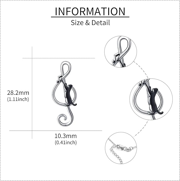 URONE Cat Necklace 925 Sterling Silver Cat Pendants Necklace Animals Jewelry Gifts For Women
