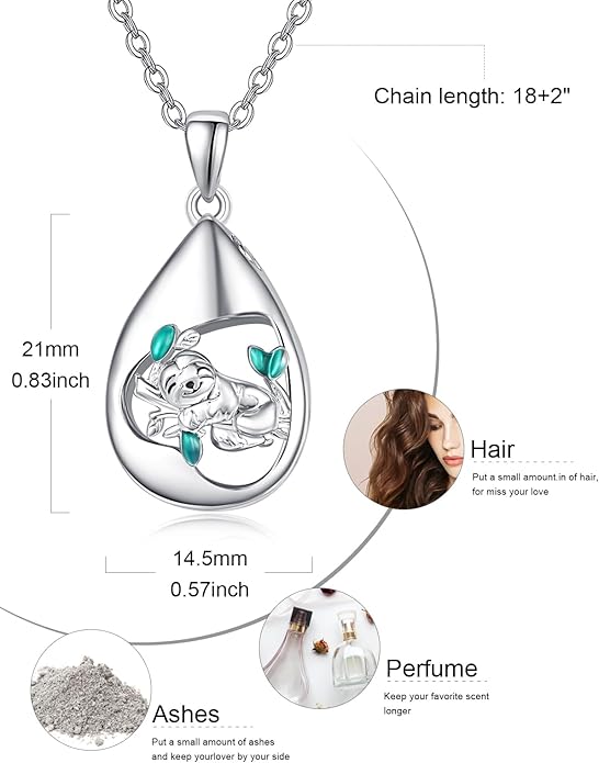 TANGPOET Teardrop Ashes Necklace 925 Sterling Silver Urn Necklace, Cremation Jewellery for Ashes Pendant, Gifts for Women Ladies, with Funnel Filler Kit