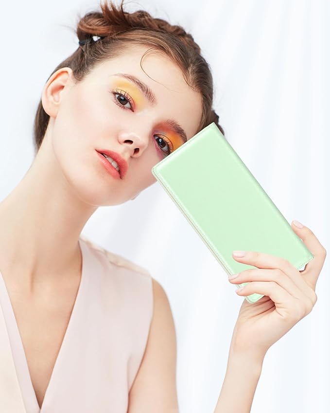 Nipichsha Womens Wallet, RFID Slim Wallets for Women, Thin Ladies Credit Card Holder Purse, Cute Leather Bifold Clutch Billfold with 11 Card Slots & ID Window, Green