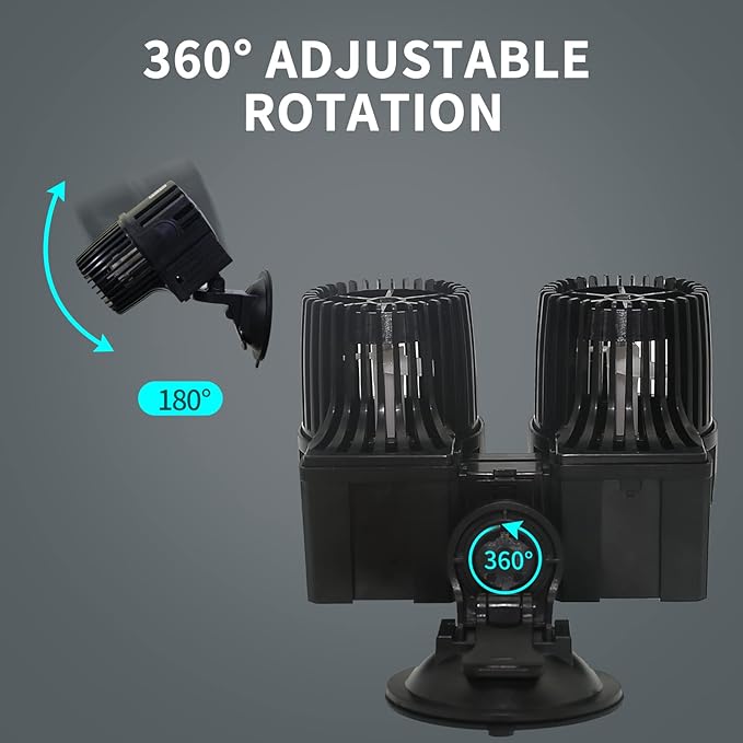 UPETTOOLS 6340 GPH Submersible Aquarium Circulation Pump - Adjustable 360° Wave Maker Powerhead for Fish Tanks - High Power Water Pump for Optimal Water Flow 24W(120-200Gallon)