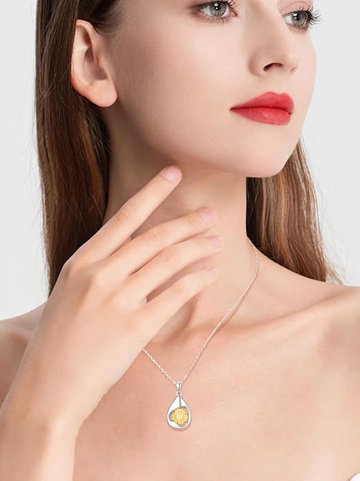 TANGPOET Teardrop Ashes Necklace 925 Sterling Silver Urn Necklace, Cremation Jewellery for Ashes Pendant, Gifts for Women Ladies, with Funnel Filler Kit
