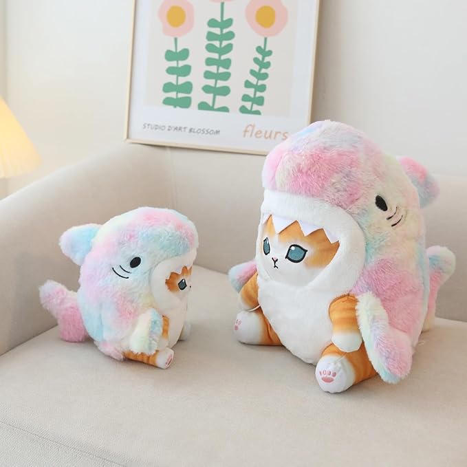 Shark Cat Plush Toy, Cute Fried Shrimp Shark Stuffed Animals Doll, Kawaii Shark Cat Plush Pillow Toy Birthday for Kids Boys Girls (8inch, Colorful)