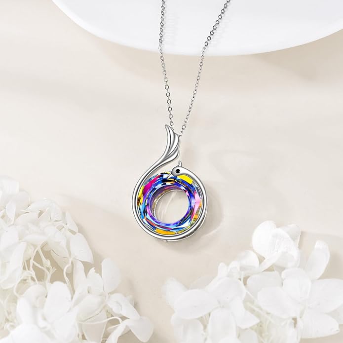 Turtle/Black Cat/Compass Necklace Sterling Silver Crystal Pendant Necklaces Cute Animal Jewerly for Women Mom