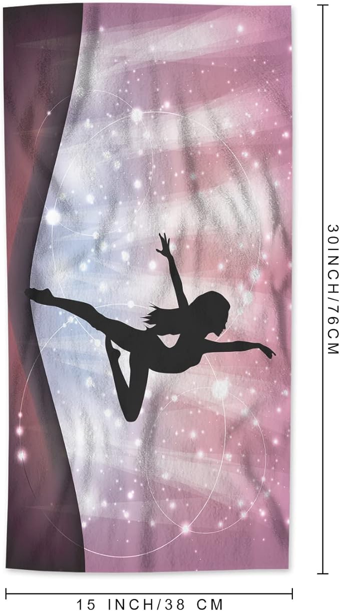 AOYEGO Ballet Hand Towels Silhouette of Ballerina Performing On Abstract Backdrop Magic Dance Fines Highly Absorbent Soft Towels Bathroom Beach Kitchen Spa Gym Face Towel 15x30 Inch