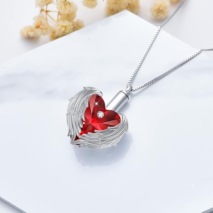 Animal Crystal Urn Necklace For Ashes Sterling Silver Butterfly Dragonfly Bee Phoenix Peacock Hummingbird Fox Angel Wing Pentagram Pentacle Cremation Necklace Heart Teardrop Urn Holder Necklaces For Women Memorial Jewelry