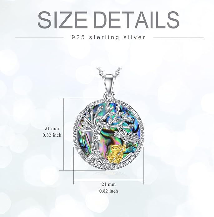 TOUPOP Tree of Life Animal Necklace 925 Sterling Silver Crystal/Abalone Shell Animal Pendant Jewelry Birthday Mothers Day Gifts for Women Mom Wife Her