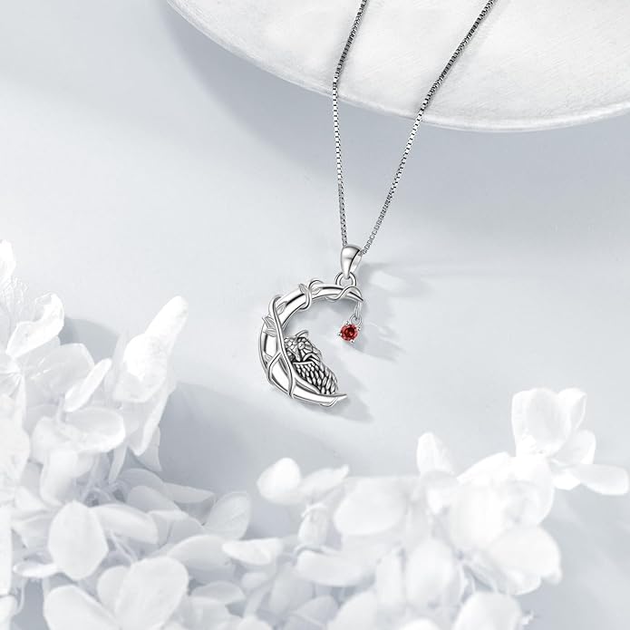 YAFEINI Animal Necklace Sterling Silver Moonstone/Turquoise/Abalone Shellfish Pendant Animal Necklace Cute Animal Jewelry Birthday Gifts Woman