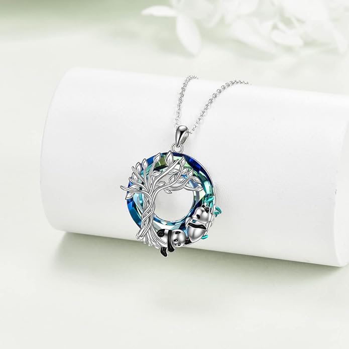 TOUPOP Tree of Life Animal Necklace 925 Sterling Silver Crystal/Abalone Shell Animal Pendant Jewelry Birthday Mothers Day Gifts for Women Mom Wife Her