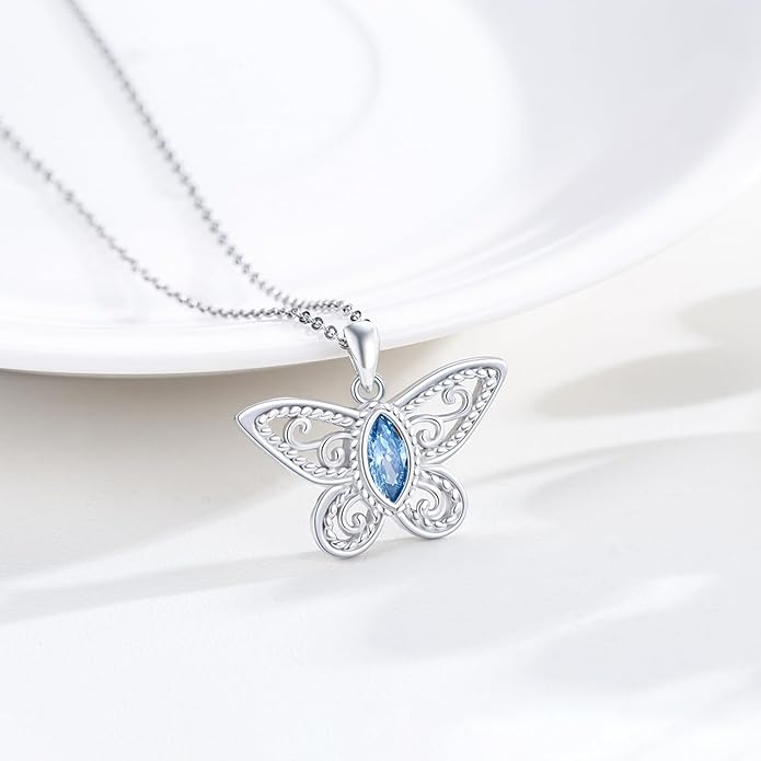 Black Cat/Fox/Owl/Panda/Butterfly/Cat/Dog Paw Print/Mushroom for Women Sterling Silver Animal Pendant Necklace Jewelry Christmas Birthday Gifts for Couples Sisters