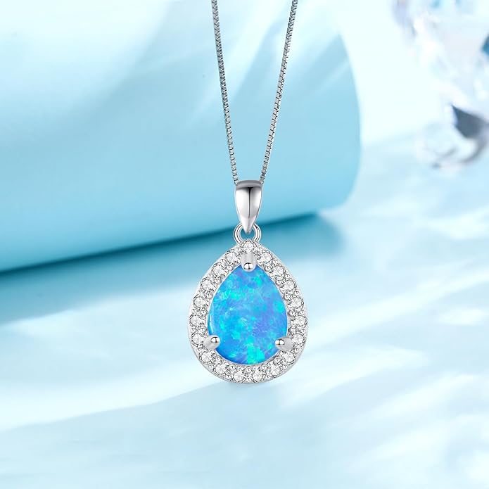 Urn necklace for Ashes 925 Sterling Silver Opal/Turquoise/Moonstone/Moss agate Pendant Cremation Memory Jewelry Keepsake Gifts for Women