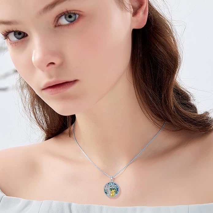 TOUPOP Tree of Life Animal Necklace 925 Sterling Silver Crystal/Abalone Shell Animal Pendant Jewelry Birthday Mothers Day Gifts for Women Mom Wife Her