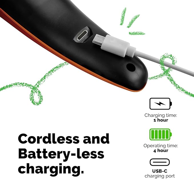 LuckyTail Pet Nail Grinder for Dogs and Cats - Super Quiet and Low Vibration Electric Dog Nail Grinder with 2 LED Lights - USB Rechargeable and Cordless - 2 Speeds - Small to Large Pets - Orange