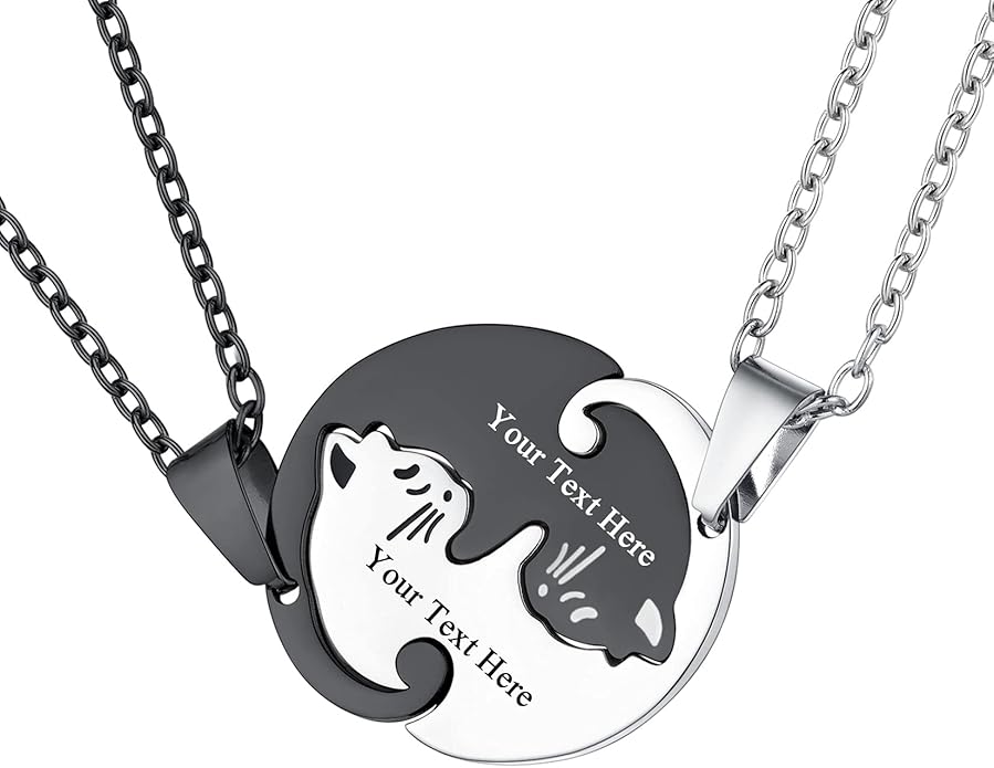 U7 Cat Pendant Necklace for Women Stainless Steel Cute Kitty Cat Jewelry Gift