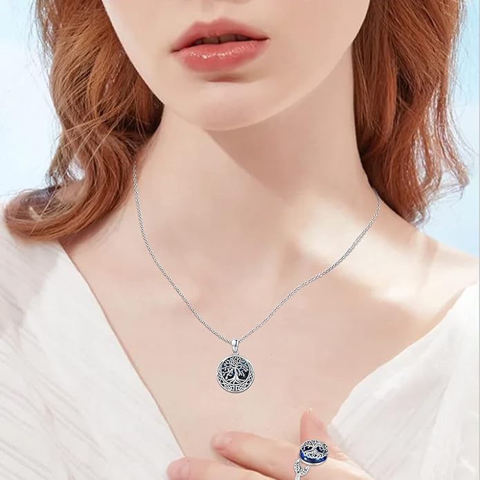 Aniu Cremation Jewelry for Ashes S925 Sterling Silver Urn Necklace Memorial Necklace for Human Ashes of Loved Ones Keepsake Pendant for Men Women
