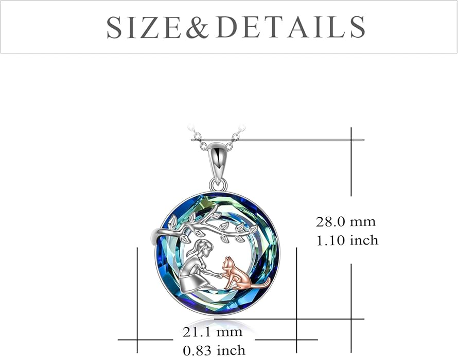 Cat Necklace Sterling Silver Cat with Women Pendant Crystal Jewelry Cat Lover Gifts for Women