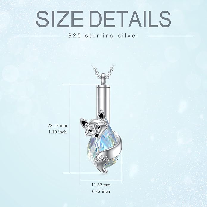 Animal Crystal Urn Necklace For Ashes Sterling Silver Butterfly Dragonfly Bee Phoenix Peacock Hummingbird Fox Angel Wing Pentagram Pentacle Cremation Necklace Heart Teardrop Urn Holder Necklaces For Women Memorial Jewelry