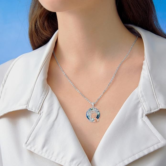 TOUPOP Tree of Life Animal Necklace 925 Sterling Silver Crystal/Abalone Shell Animal Pendant Jewelry Birthday Mothers Day Gifts for Women Mom Wife Her