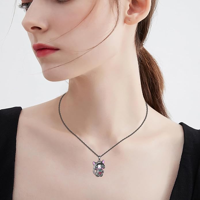 YAFEINI Animal Necklace Sterling Silver Moonstone/Turquoise/Abalone Shellfish Pendant Animal Necklace Cute Animal Jewelry Birthday Gifts Woman