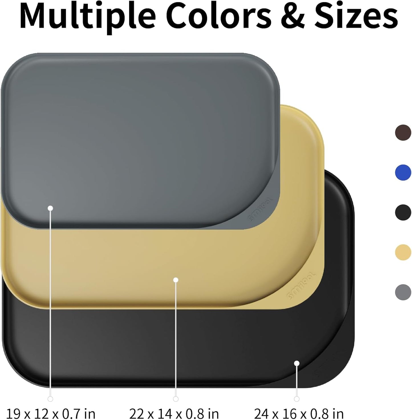 Silicone Pet Feeding Mat with Raised Edge & Residue Collection Pocket for Food and Water, Dog Bowl Mats, Cat Bowls Placemat with High Lip for Floor Waterproof, 22 x 14 x 0.8 Navy Blue