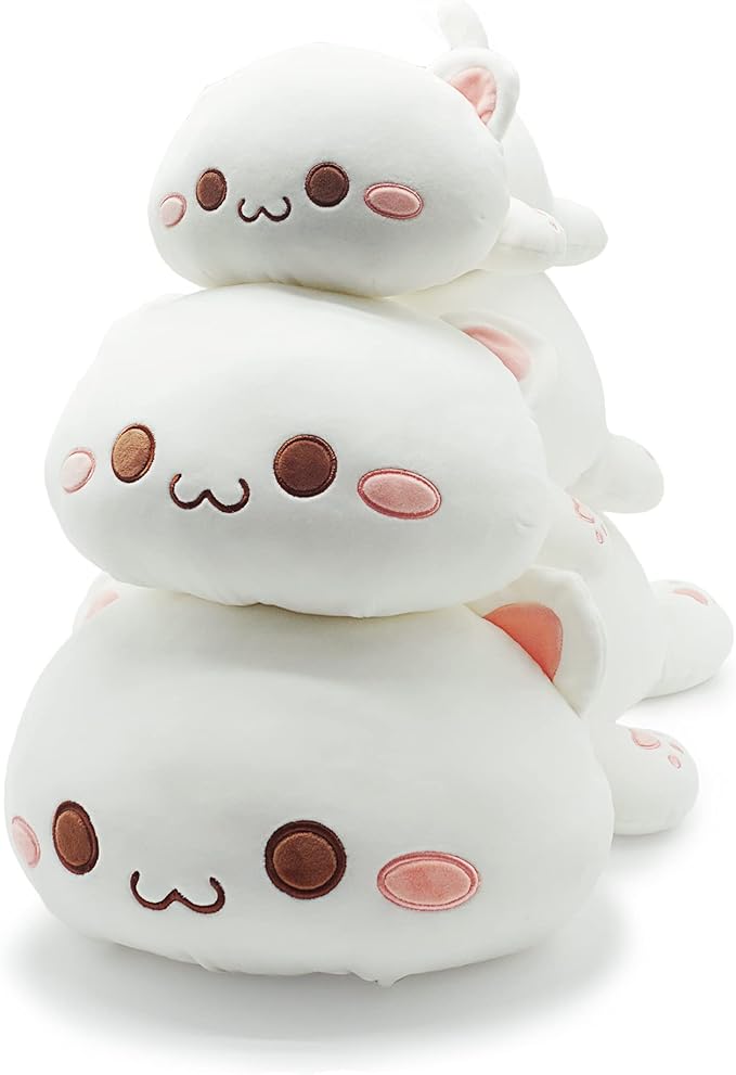 Onsoyours Cute Kitten Plush Toy Stuffed Animal Pet Kitty Soft Anime Cat Plush Pillow for Kids (White Cat, 12")