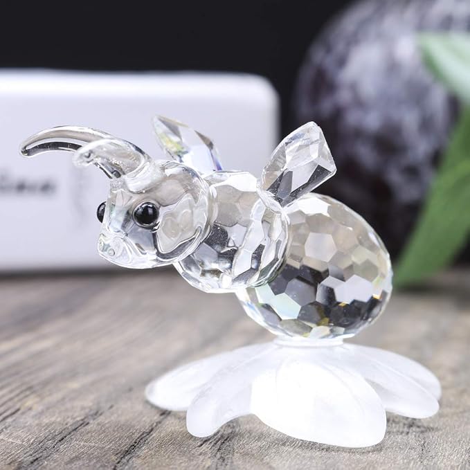 H&D HYALINE & DORA Crystal Bee Animal Figurine Mini Glass Animal Statue