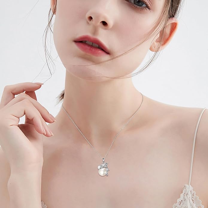 YAFEINI Animal Necklace Sterling Silver Moonstone/Turquoise/Abalone Shellfish Pendant Animal Necklace Cute Animal Jewelry Birthday Gifts Woman