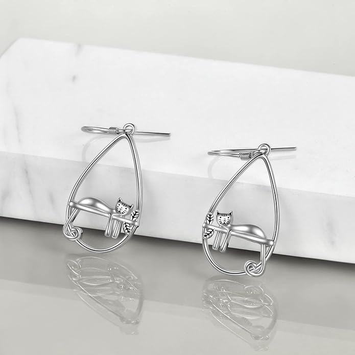 YFN Sterling Silver Animal Dangle Drop Earrings for Women Sloth/Cat/Bat Earrings Jewelry Gifts Halloween Earrings Jewelry