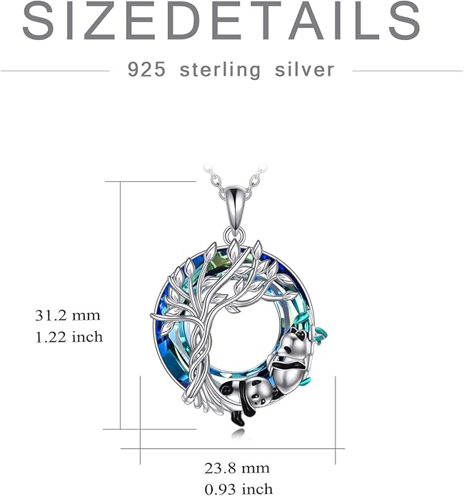 TOUPOP Tree of Life Animal Necklace 925 Sterling Silver Crystal/Abalone Shell Animal Pendant Jewelry Birthday Mothers Day Gifts for Women Mom Wife Her
