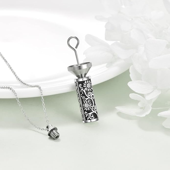 TIGER RIDER Urn Necklace for Ashes for Women 925 Sterling Silver Cremation Jewelry for Ashes