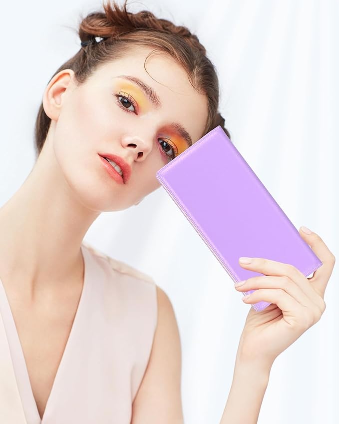 Nipichsha Womens Wallet, RFID Slim Wallets for Women, Thin Ladies Credit Card Holder Purse, Cute Leather Bifold Clutch Billfold with 11 Card Slots & ID Window, Purple