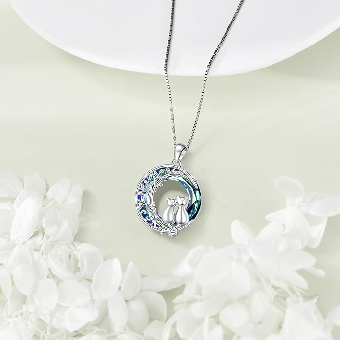 Turtle/Black Cat/Compass Necklace Sterling Silver Crystal Pendant Necklaces Cute Animal Jewerly for Women Mom