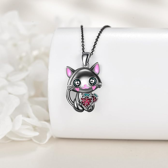 YAFEINI Animal Necklace Sterling Silver Moonstone/Turquoise/Abalone Shellfish Pendant Animal Necklace Cute Animal Jewelry Birthday Gifts Woman