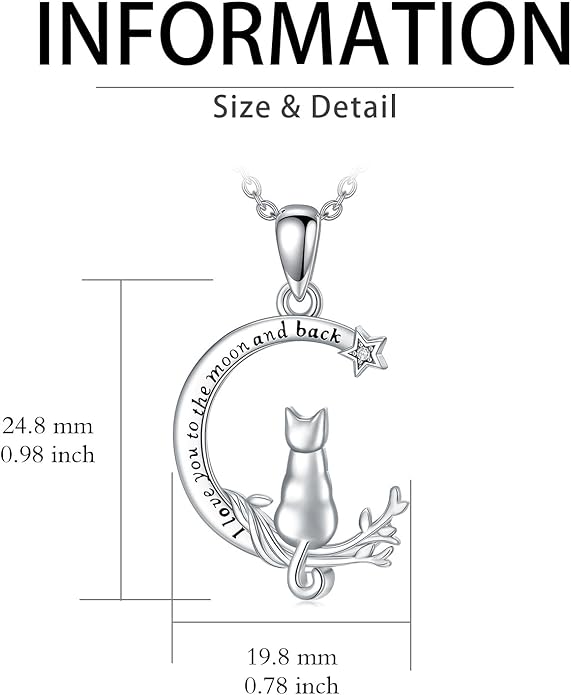 Cat Necklace S925 Sterling Silver Pendant Necklaces for Women Cat Jewelry Mothers Day Christmas Gift for Mother Daughter and Friends