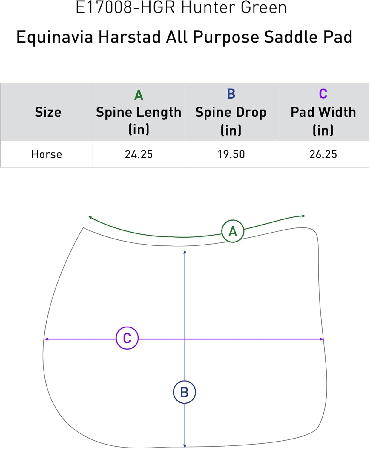 Equinavia Harstad All Purpose Saddle Pad | Classic & Durable | Moisture-Wicking Tricot Backing